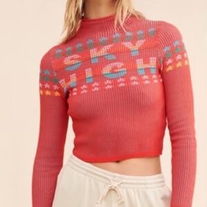NWOT BDG Urban Outfitters Sky High Mock Neck Shauna Jacquard Ski Sweater, Sz L